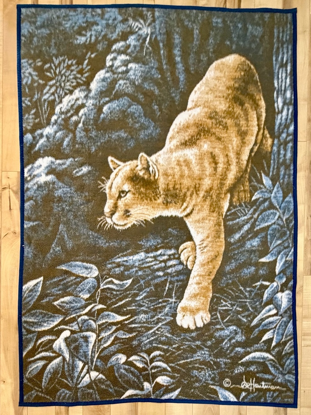 Vintage Biederlack mountain lion blanket